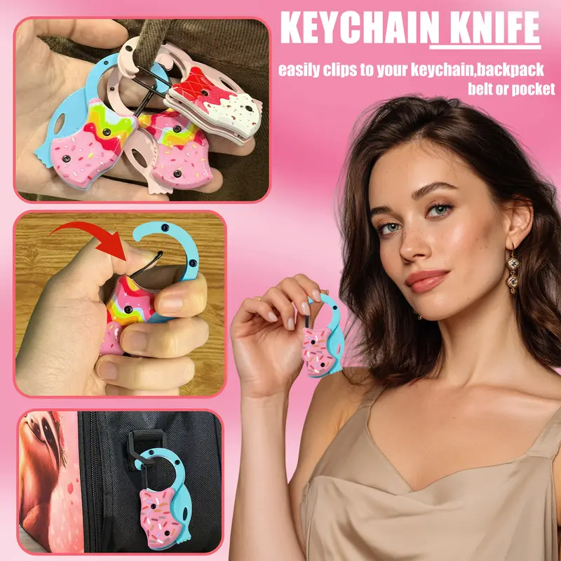 Pink Donut Pocket Knife-Mini EDC Knives for Everyday🍩🔪