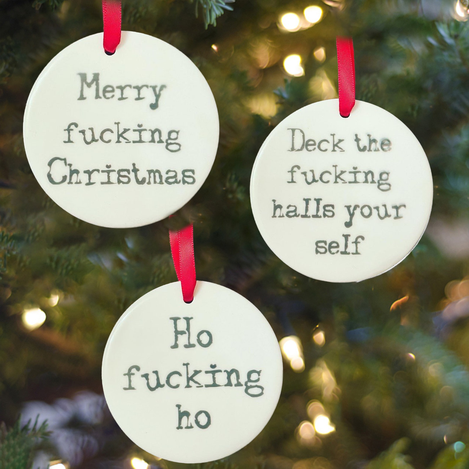 🤣Funny Swearing Rude Christmas Tree Ornaments