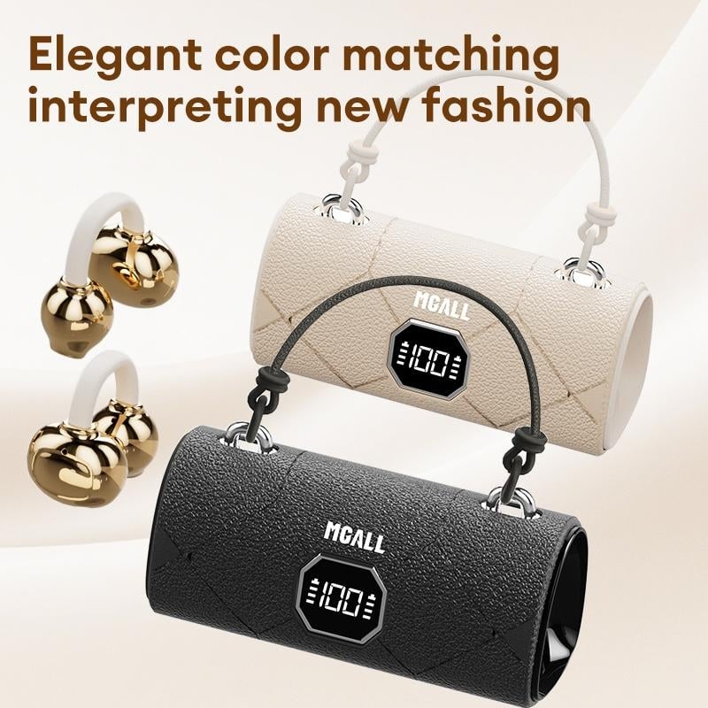 Fashionable Clip-On Wireless Headphones with Handbag‐Style Light‐Luxury Leather Texture