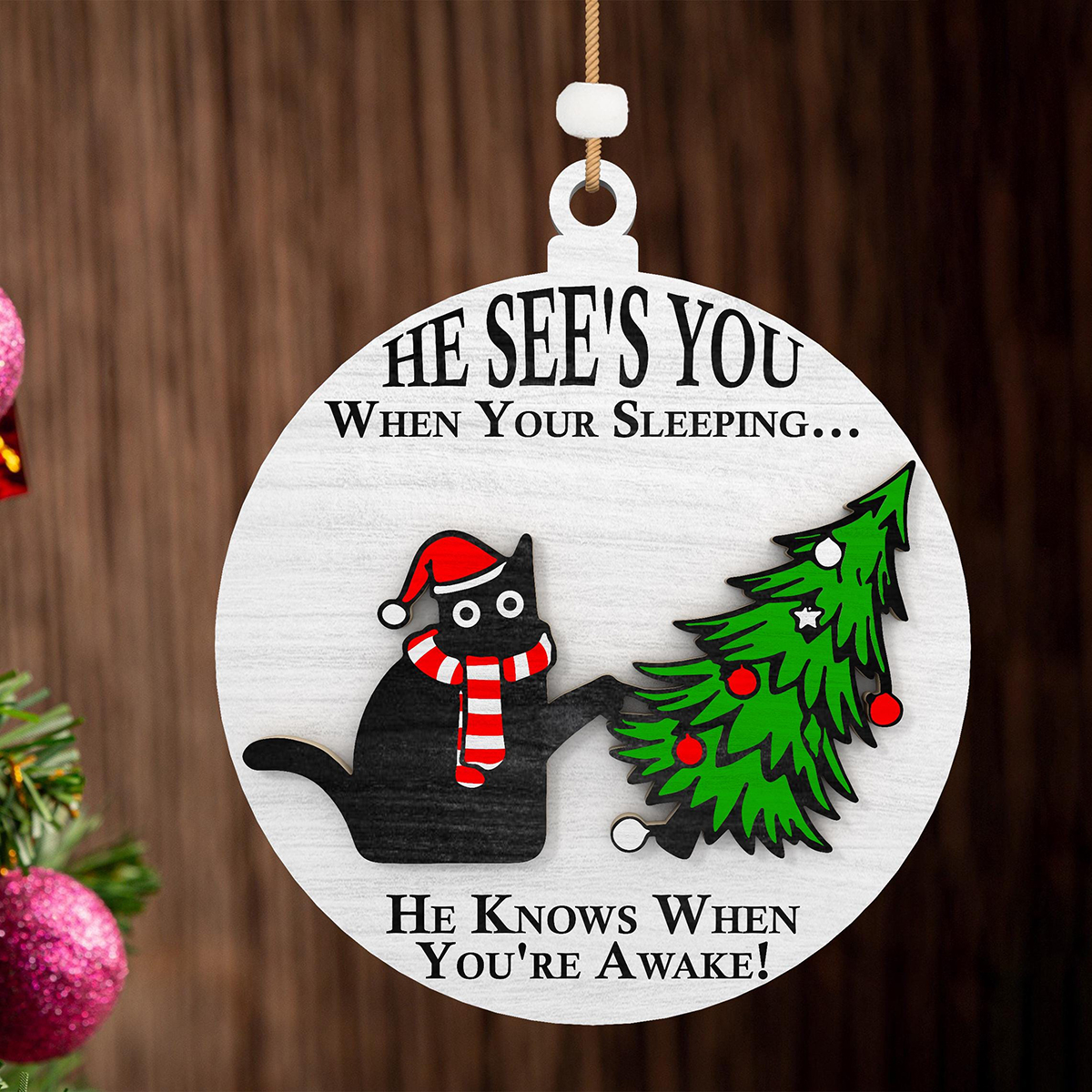 😻Funny Cat Christmas Ornament 