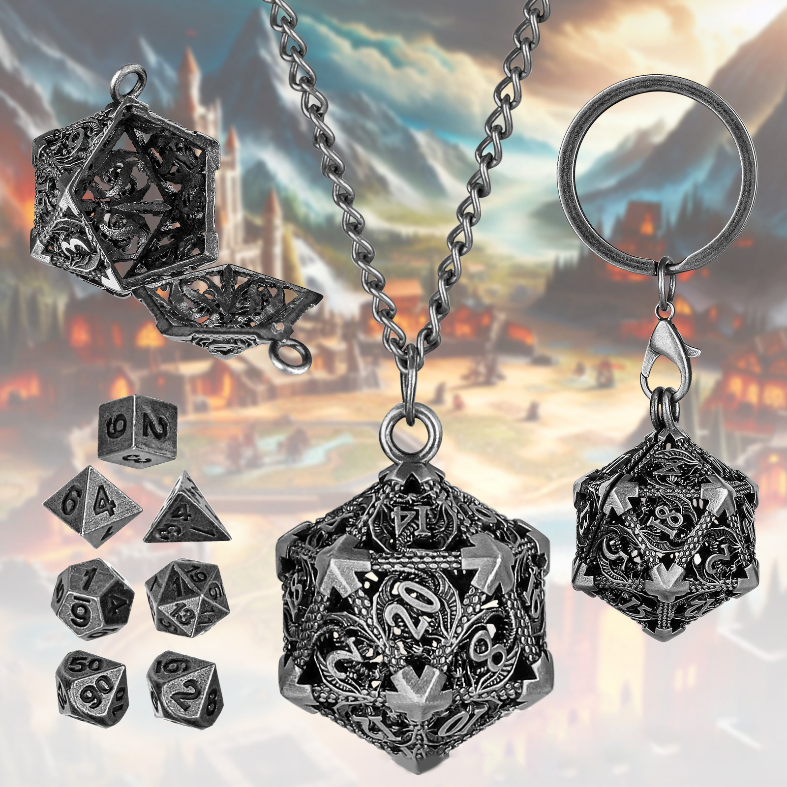 Mini DND Dice Metal 7-Piece Set