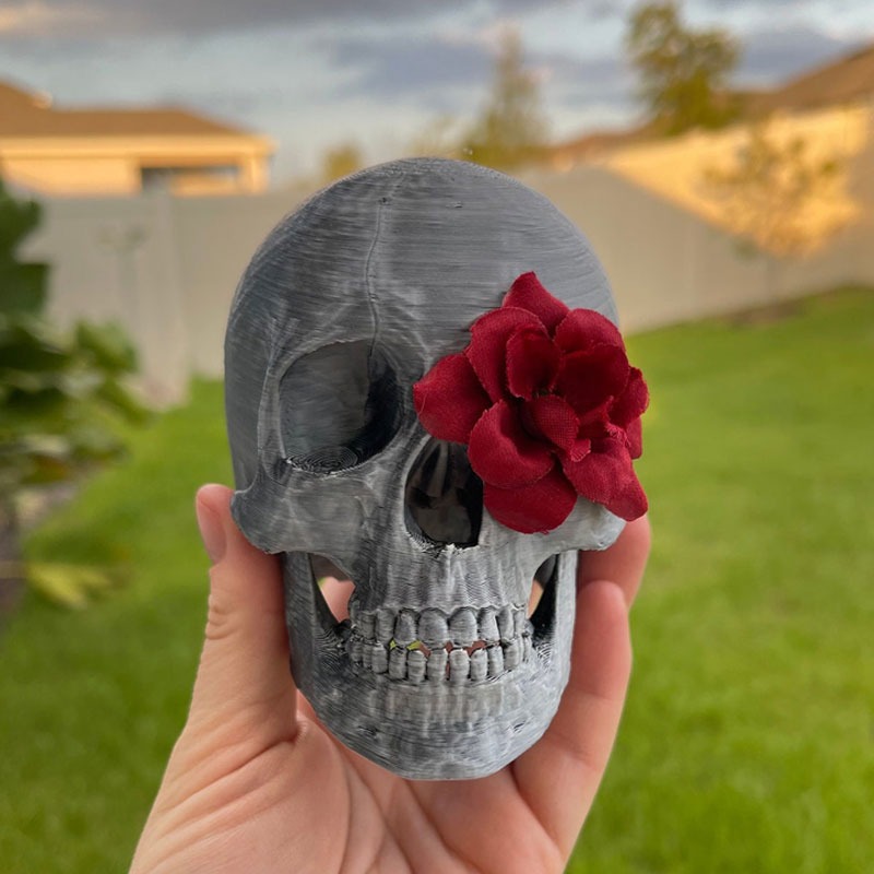 Skull Rose Bookshelf Decor