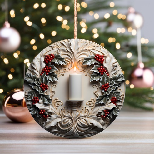 3D Style Print on Ornament no Relief Festive Christmas Tree Decoration