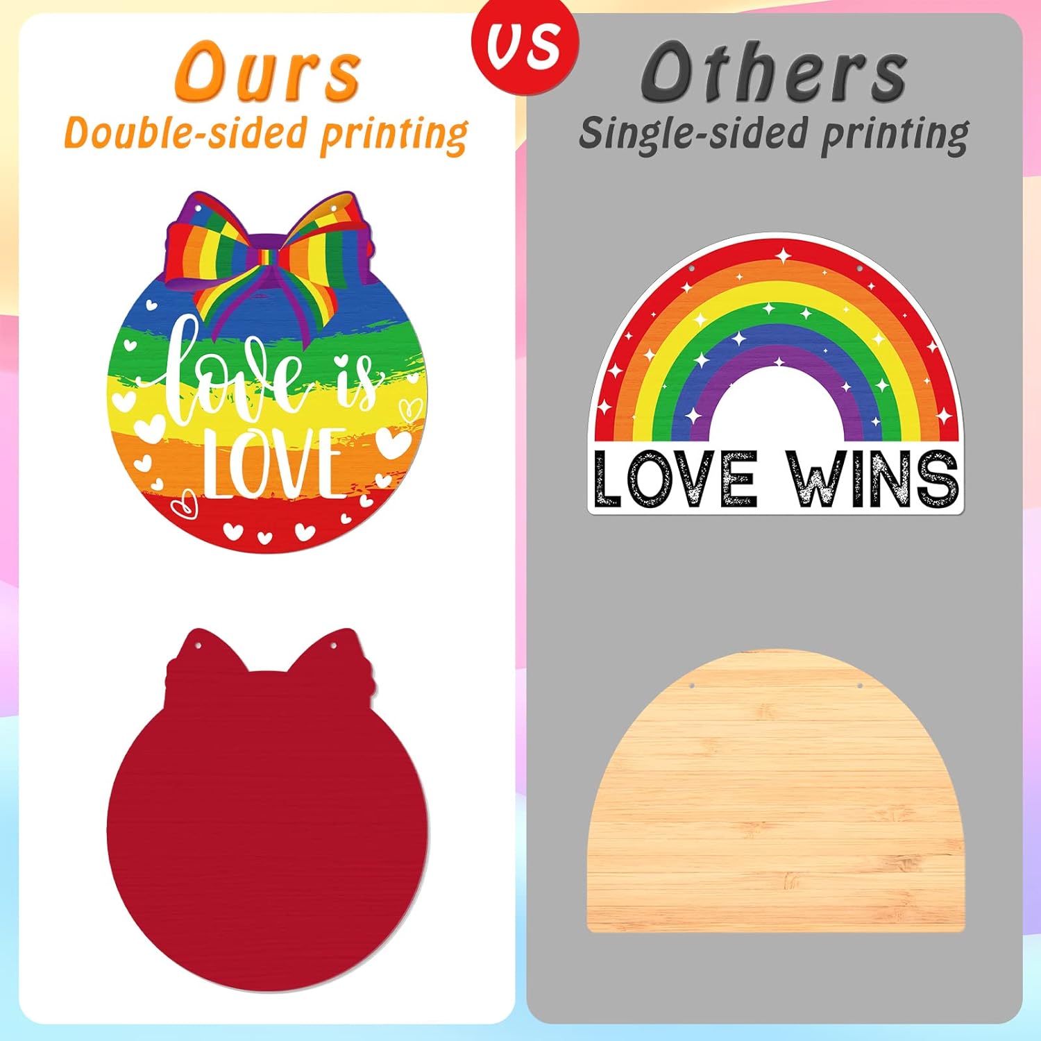 Rainbow Pride Wood Hanging