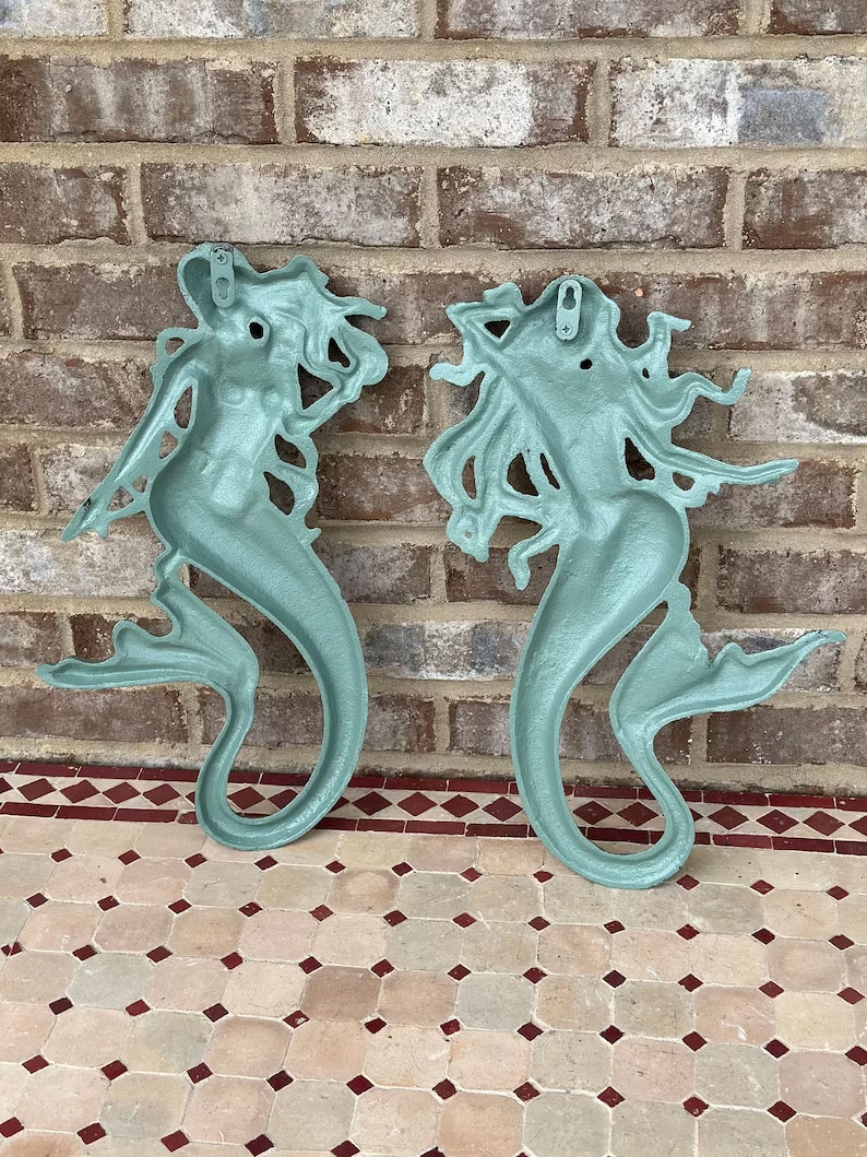 Cast Iron Nautical Mermaid Plaque Wall Hanging Rustic
