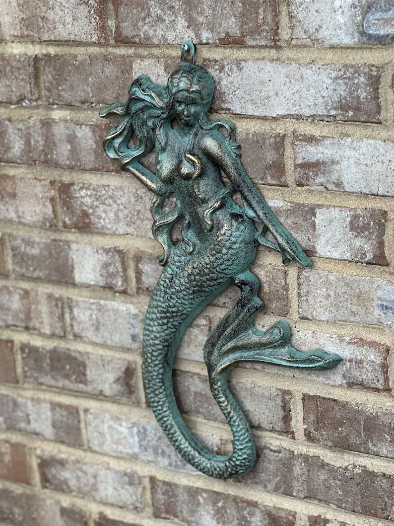Cast Iron Nautical Mermaid Plaque Wall Hanging Rustic