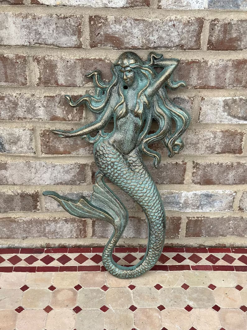 Cast Iron Nautical Mermaid Plaque Wall Hanging Rustic