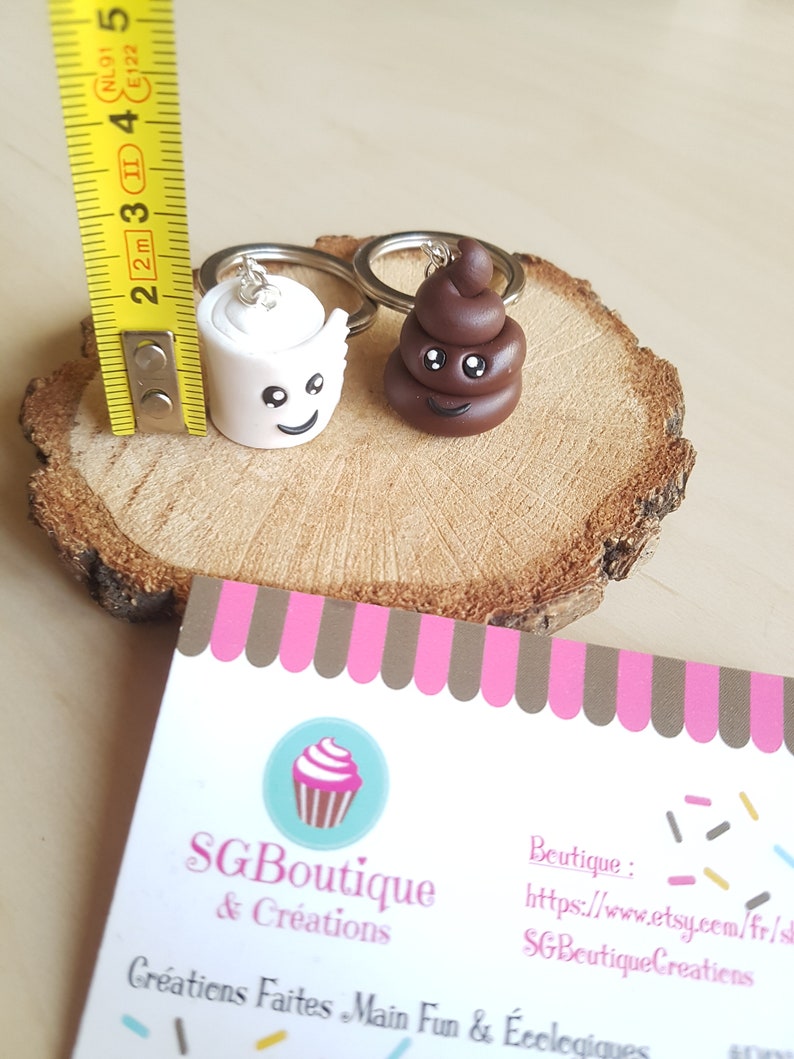Set of two Keychains Poop & Toilet Paper to Share