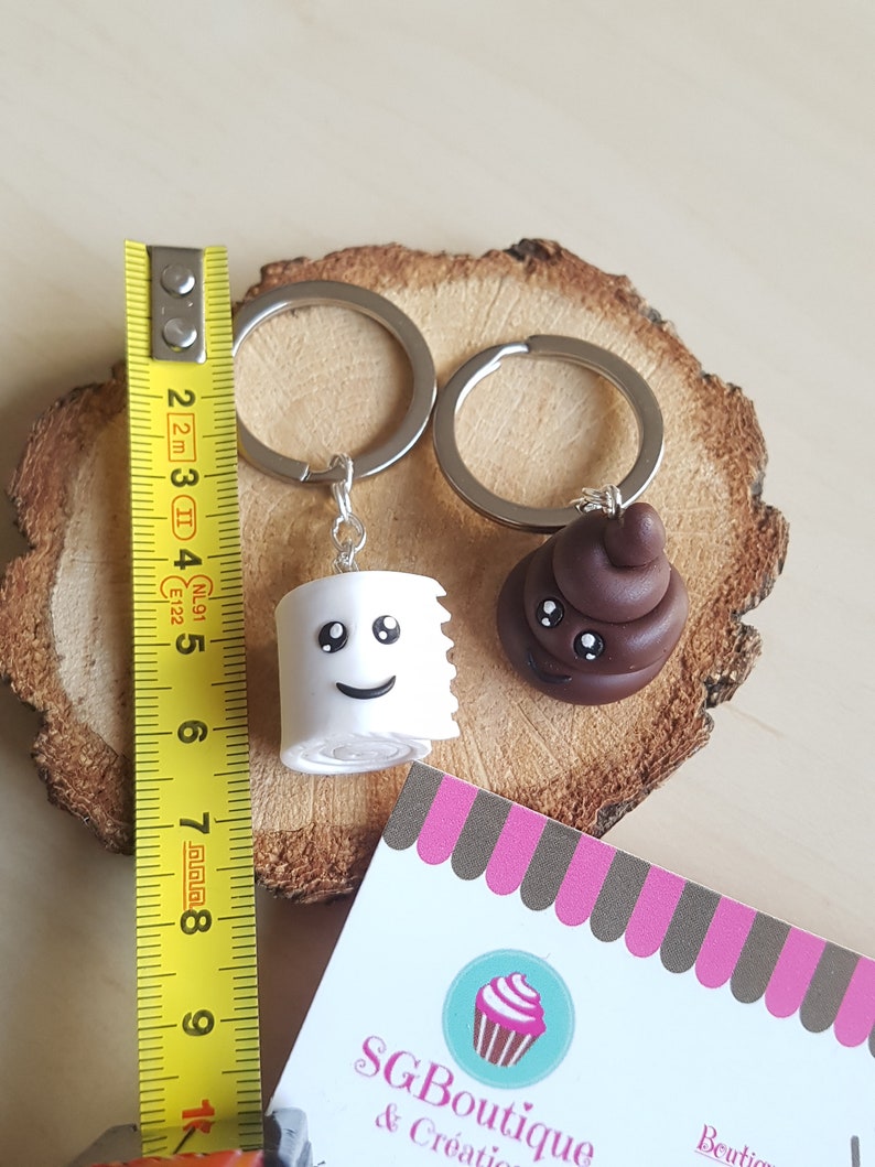 Set of two Keychains Poop & Toilet Paper to Share