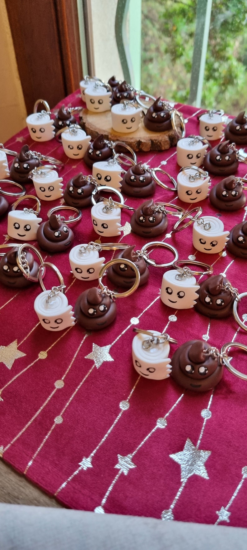 Set of two Keychains Poop & Toilet Paper to Share