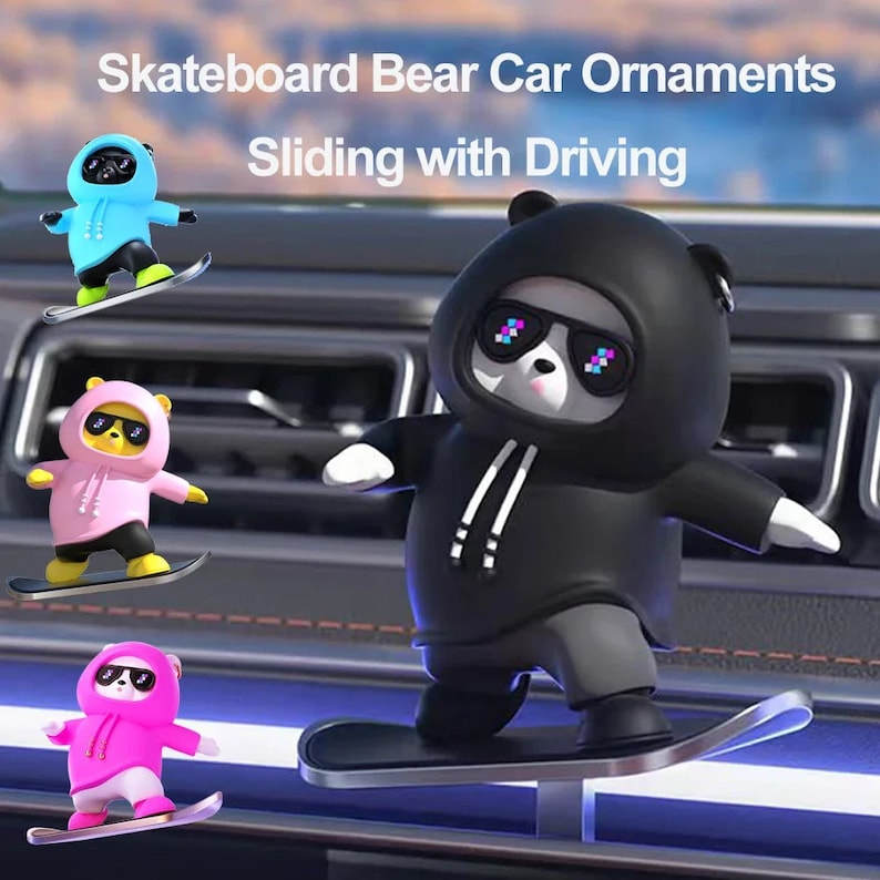 🔥2024 New Car Ornament🎁Skateboarding Bear Car Decor