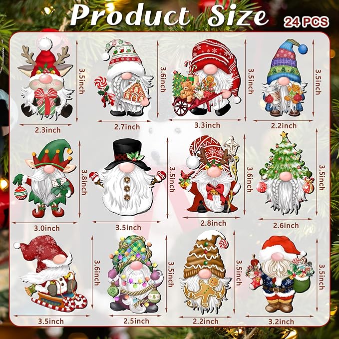 🎄 Early Christmas Sale 🎅24 Pieces Christmas Wooden Gnome Ornaments