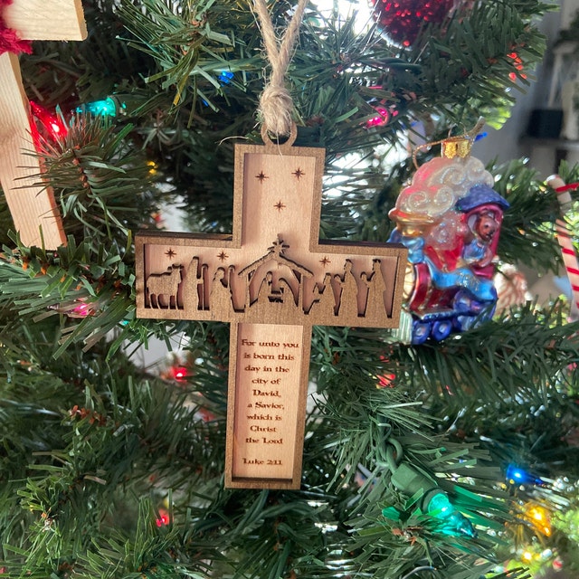 🎄Nativity Cross Scripture Christmas Ornament