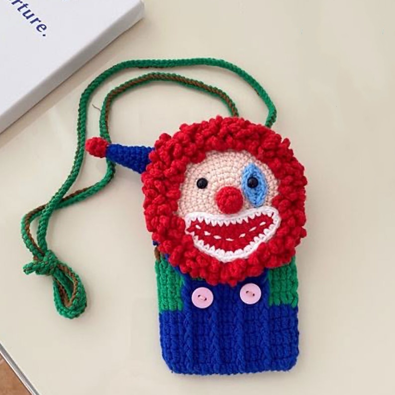 🤡Hand-knitted Clown Phone Bag😍
