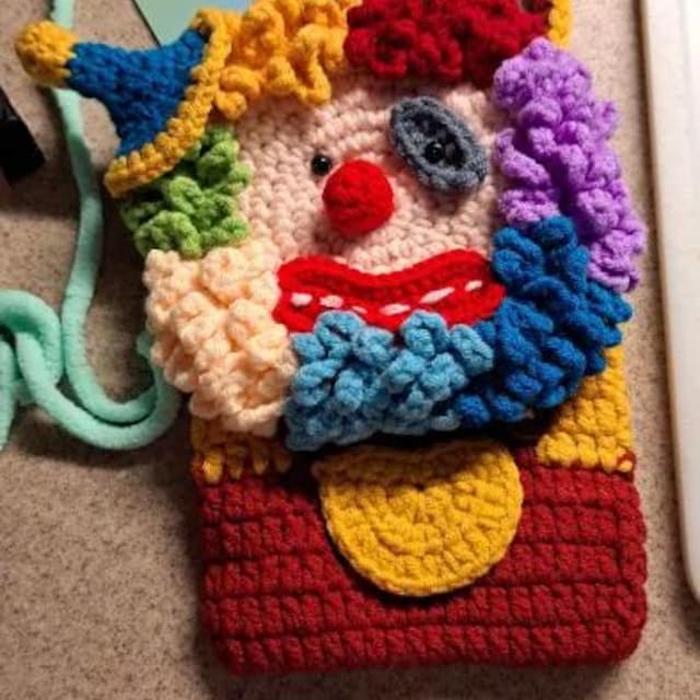 🤡Hand-knitted Clown Phone Bag😍
