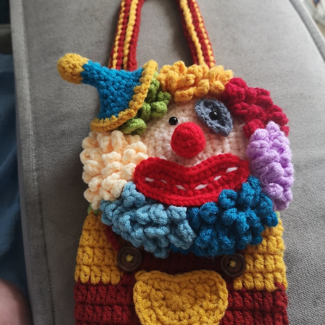 🤡Hand-knitted Clown Phone Bag😍