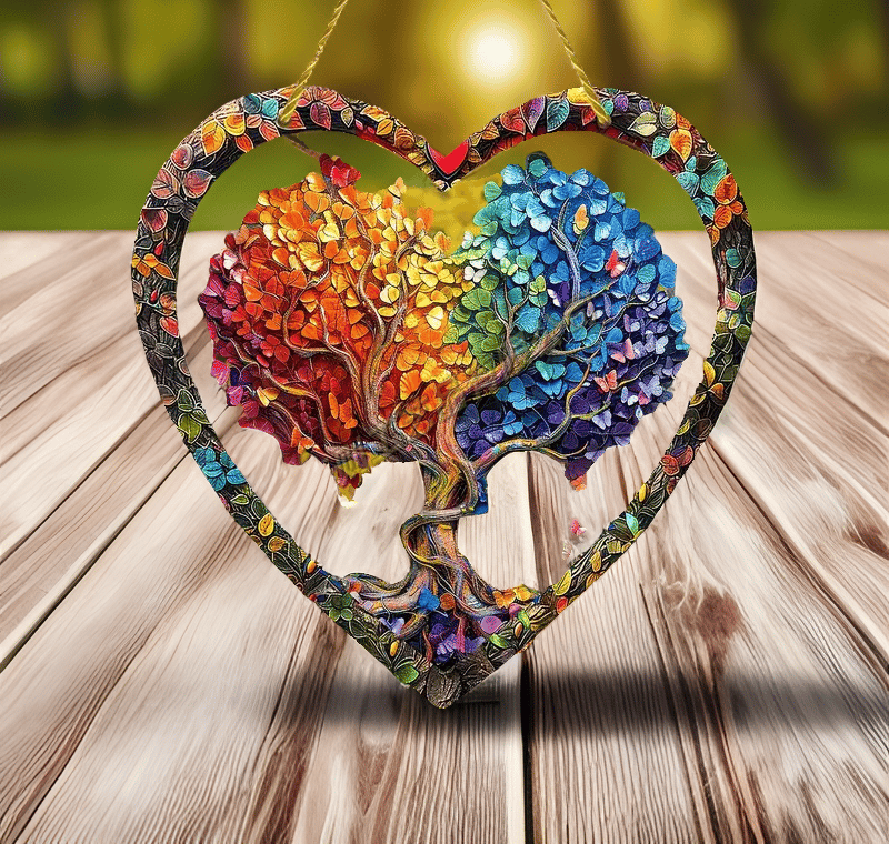 🌳Last Day Hot Sale 50% OFF - Wrapped in Love Tree of Life Suncatcher Heart Charm Gift❤️