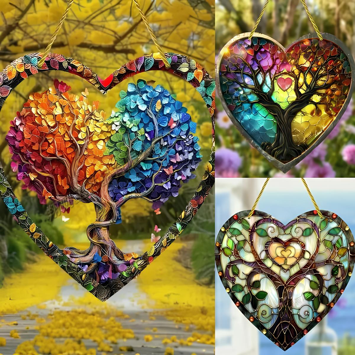 🌳Last Day Hot Sale 50% OFF - Wrapped in Love Tree of Life Suncatcher Heart Charm Gift❤️