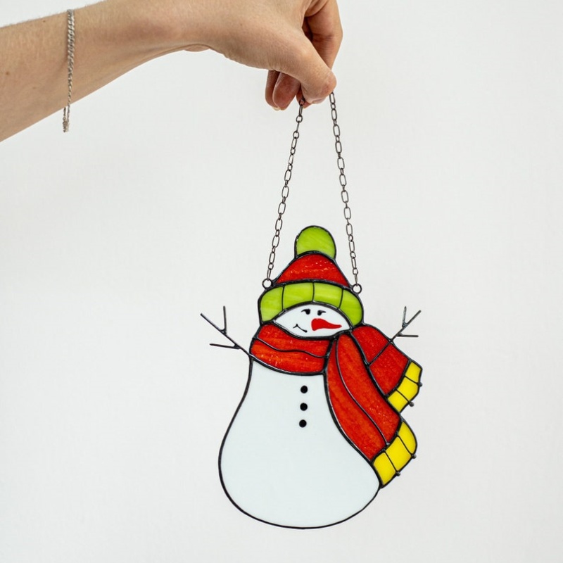🎄Christmas Snowman Stained Glass Sun Catcher⛄