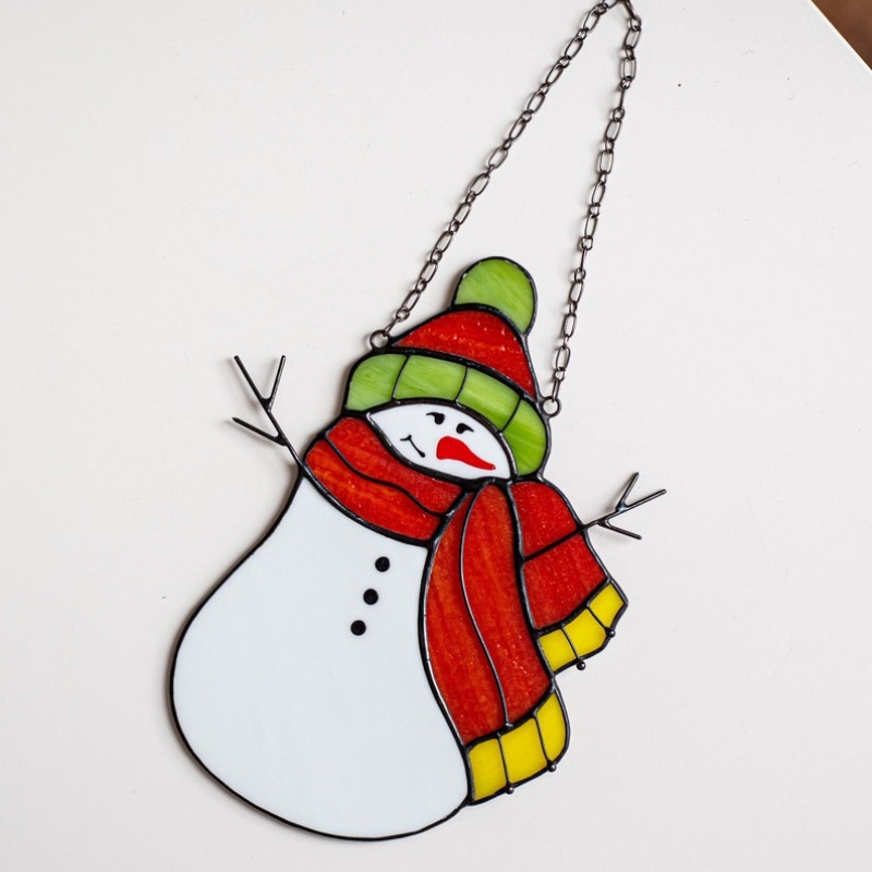 🎄Christmas Snowman Stained Glass Sun Catcher⛄