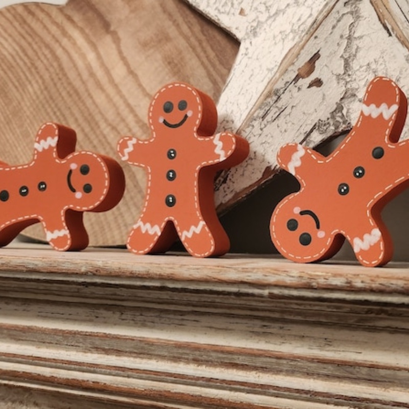 🌲🥰Christmas Wooden Gingerbread Men Ornament-Set of 3