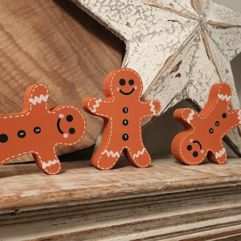 🌲🥰Christmas Wooden Gingerbread Men Ornament-Set of 3