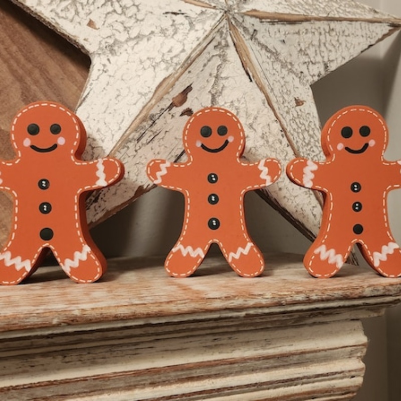 🌲🥰Christmas Wooden Gingerbread Men Ornament-Set of 3