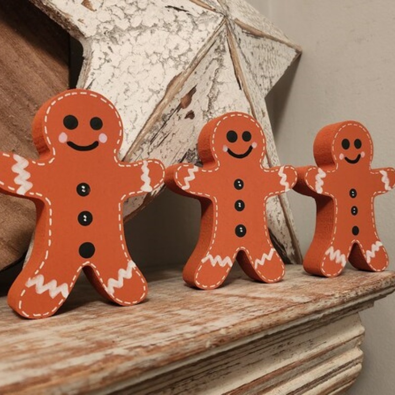 🌲🥰Christmas Wooden Gingerbread Men Ornament-Set of 3