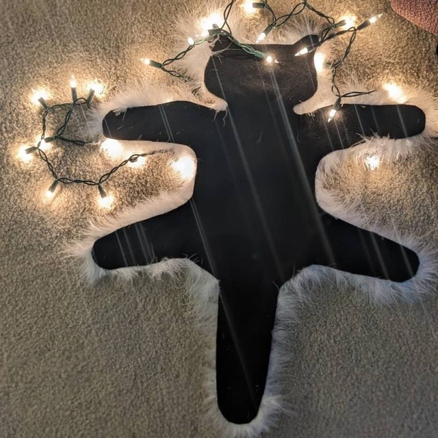 Fried Cat Faux Fur Trimmed Rug