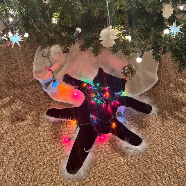 Fried Cat Faux Fur Trimmed Rug