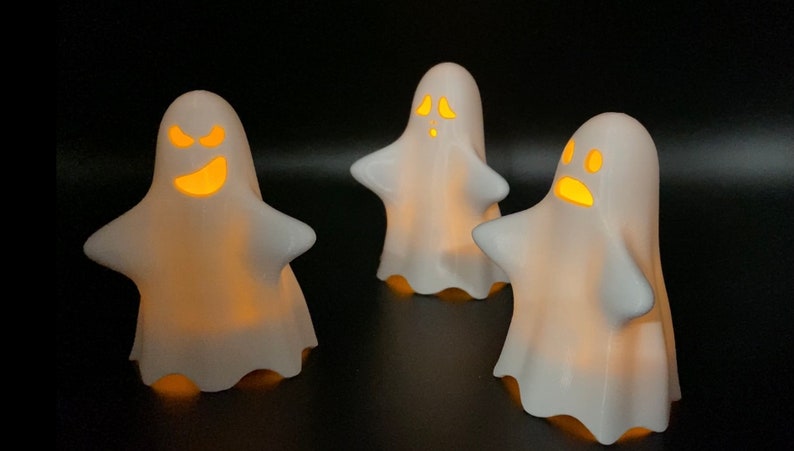 Spooky Ghosts Flickering LED Candle (3PSC)