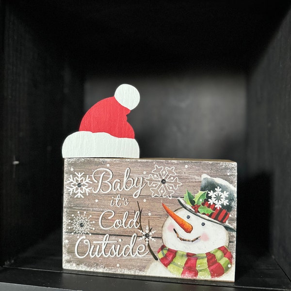 Wooden Christmas Snowman Figurines