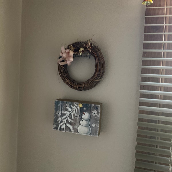 Wooden Christmas Snowman Figurines