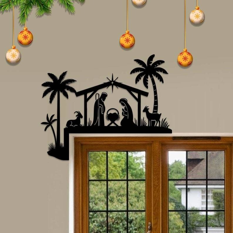 🌲2024 Christmas Gift 50% Off--Metal Nativity Scene Door Topper