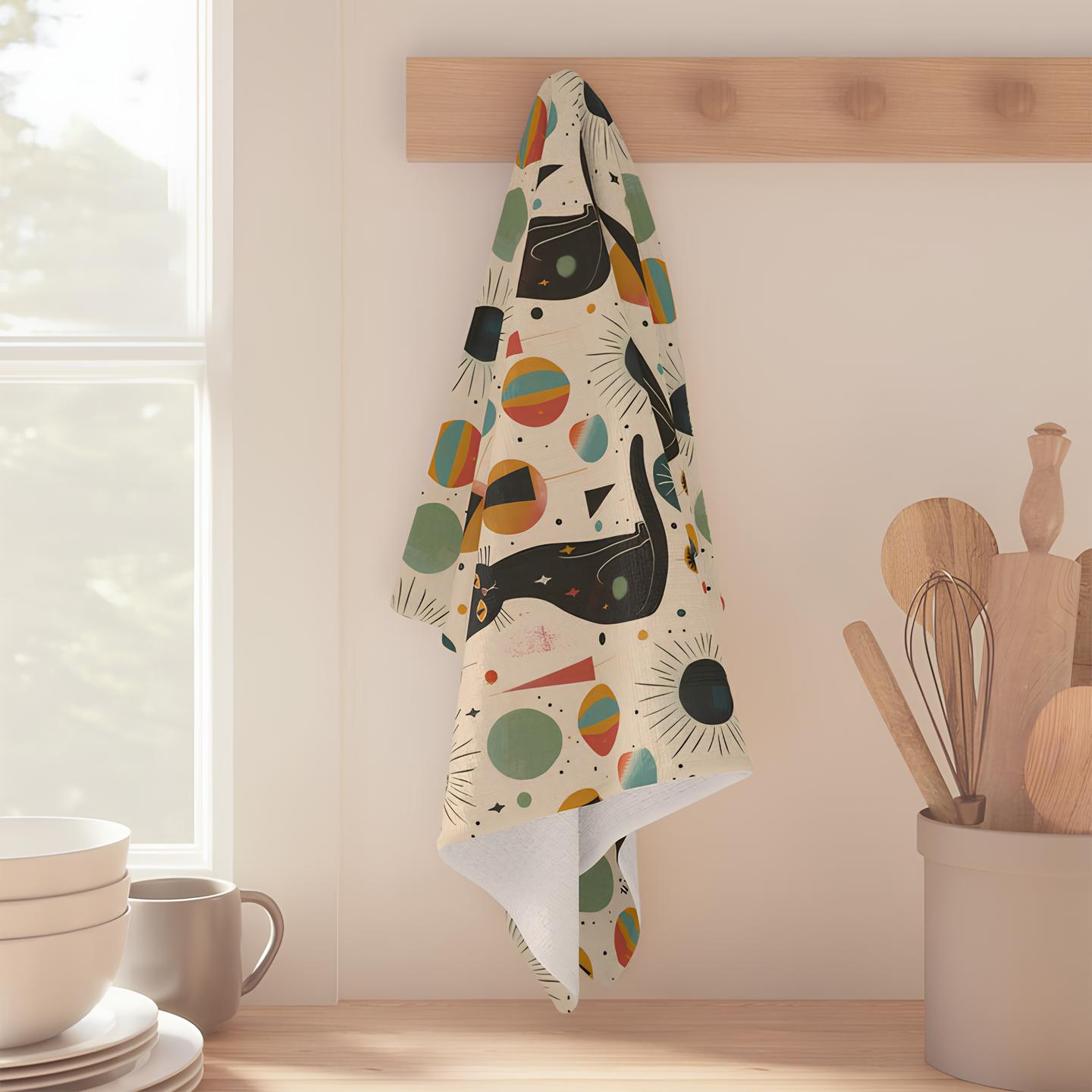 🤣Atomic Cat Mid Century Tea Towel