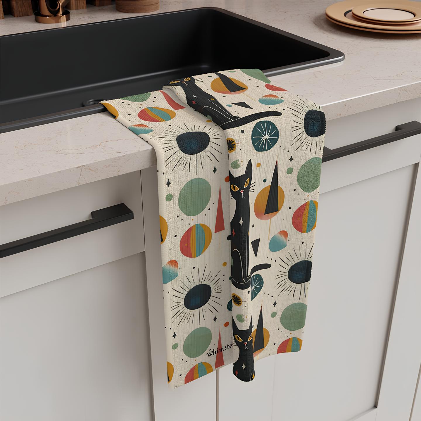 🤣Atomic Cat Mid Century Tea Towel