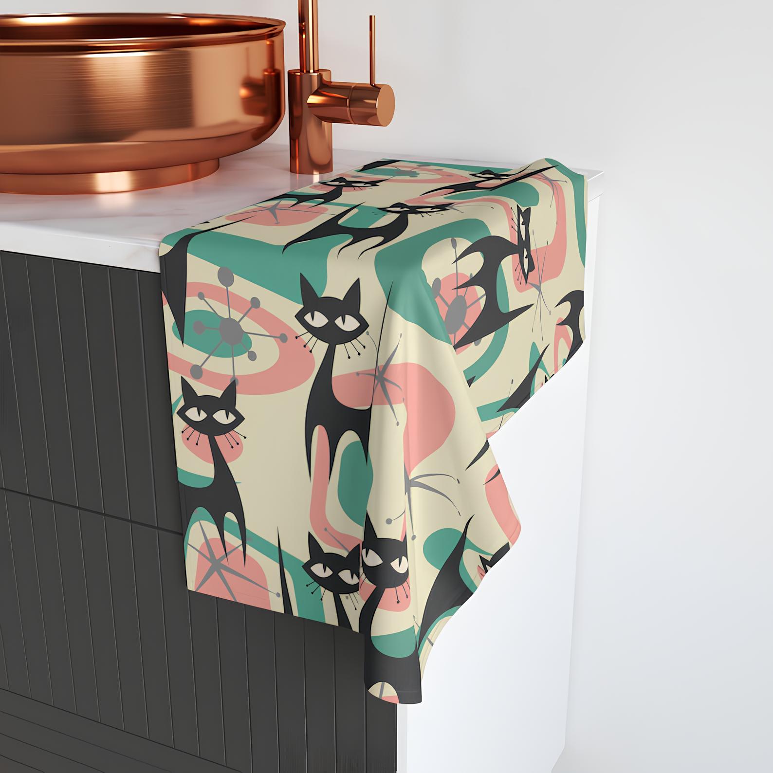 🤣Atomic Cat Mid Century Tea Towel