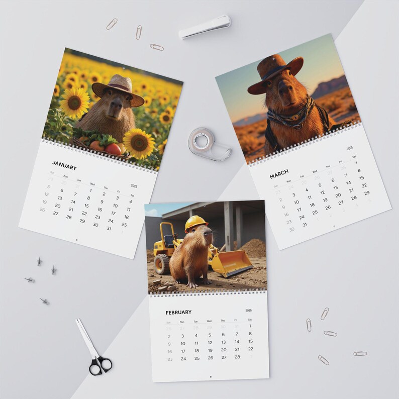 😍2025 Capybara Wall Calendar