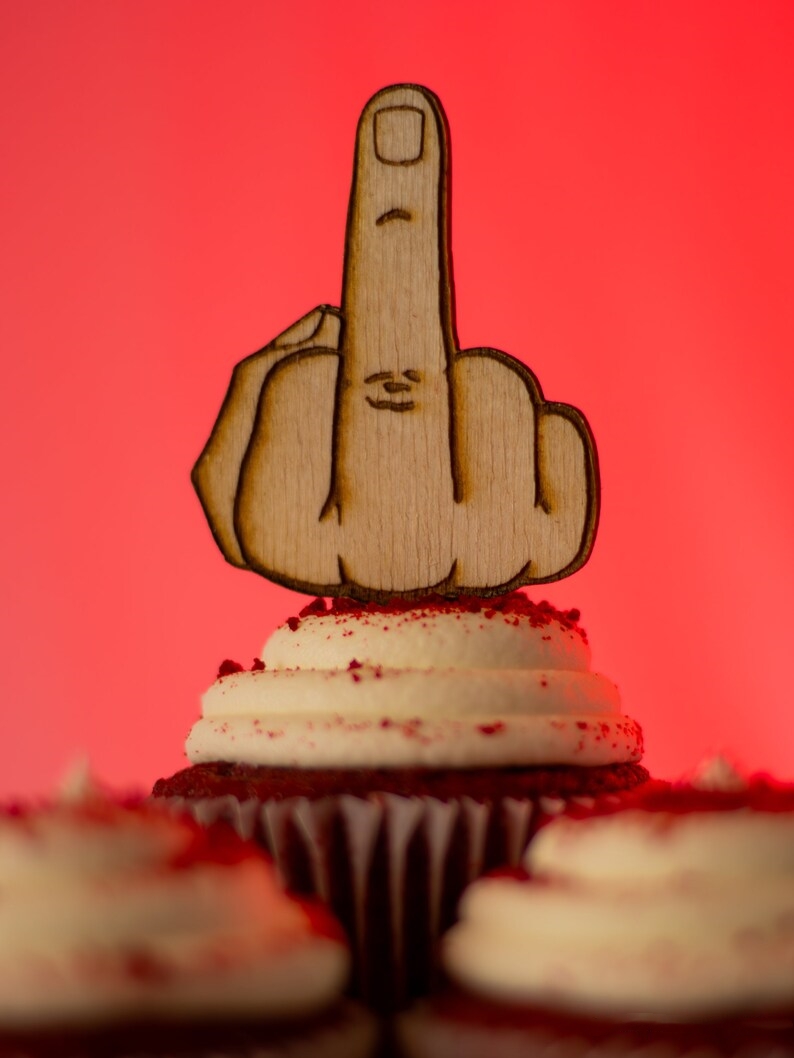🤣Funny Middle Finger Cupcake Decorations