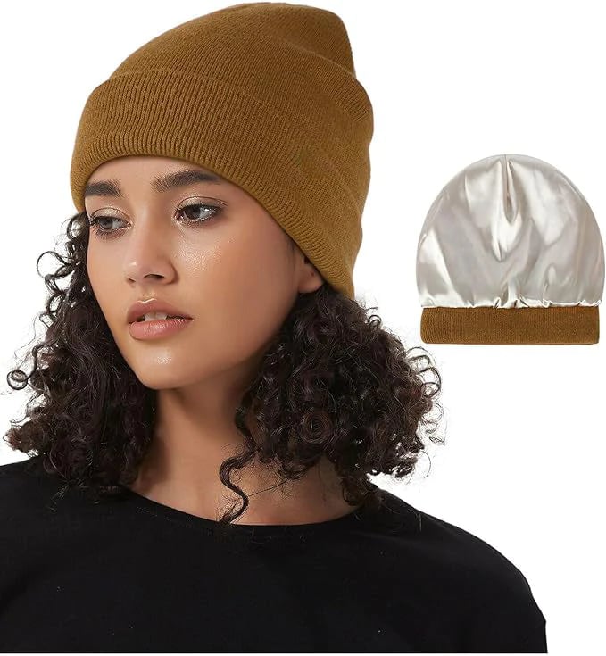 🔥Christmas Sale 49% OFF🎄Satin Lined Knit Beanie Hat