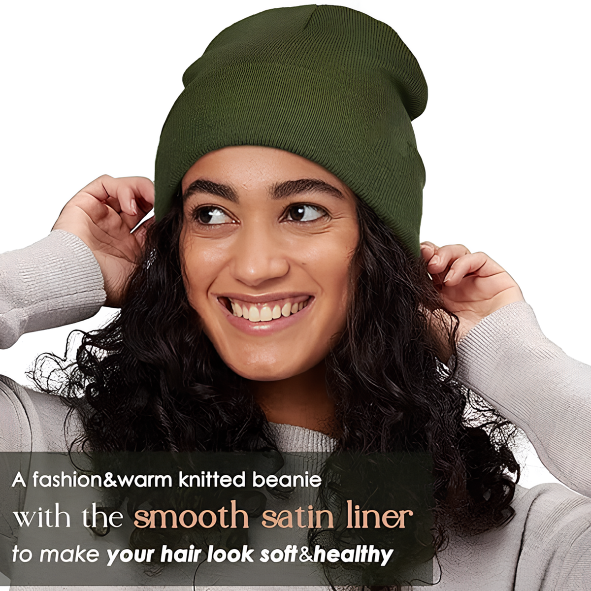 🔥Christmas Sale 49% OFF🎄Satin Lined Knit Beanie Hat