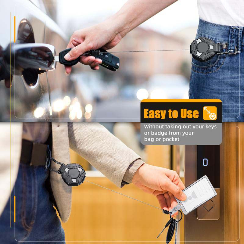 Heavy Duty Retractable Keychain with Tactical ID Badge Holder