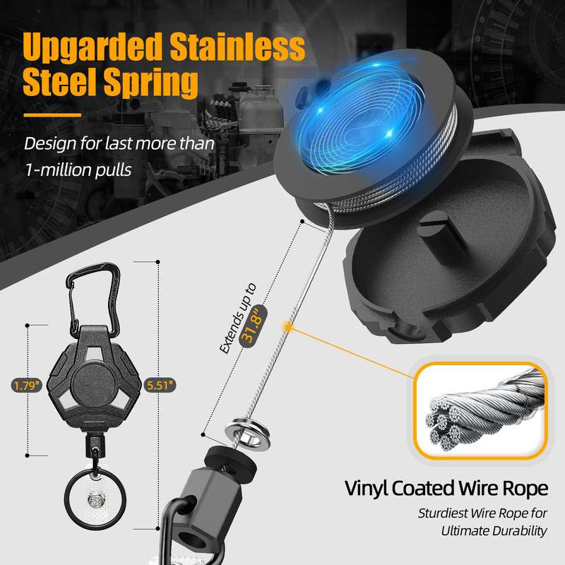 Heavy Duty Retractable Keychain with Tactical ID Badge Holder