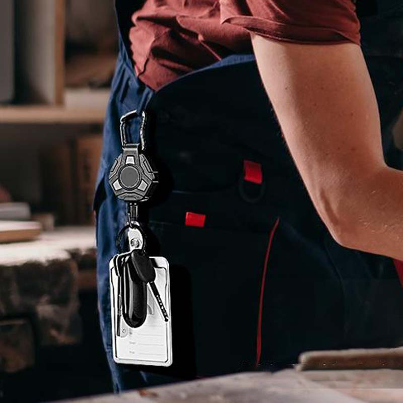 Heavy Duty Retractable Keychain with Tactical ID Badge Holder