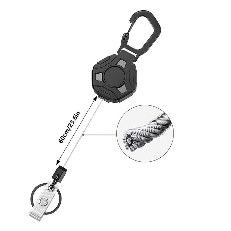 Heavy Duty Retractable Keychain with Tactical ID Badge Holder