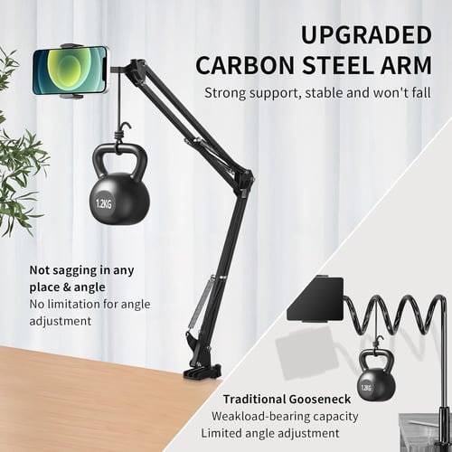 Heavy-duty Aluminum-magnesium Alloy Bed Phone/Tablet Holder