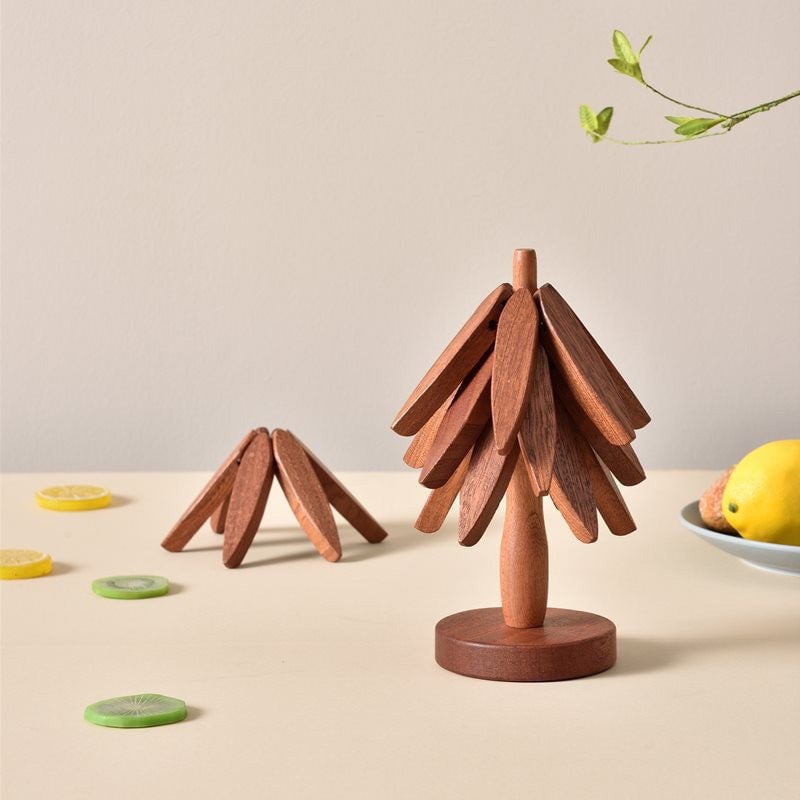 Wooden Leaves Design Coaster