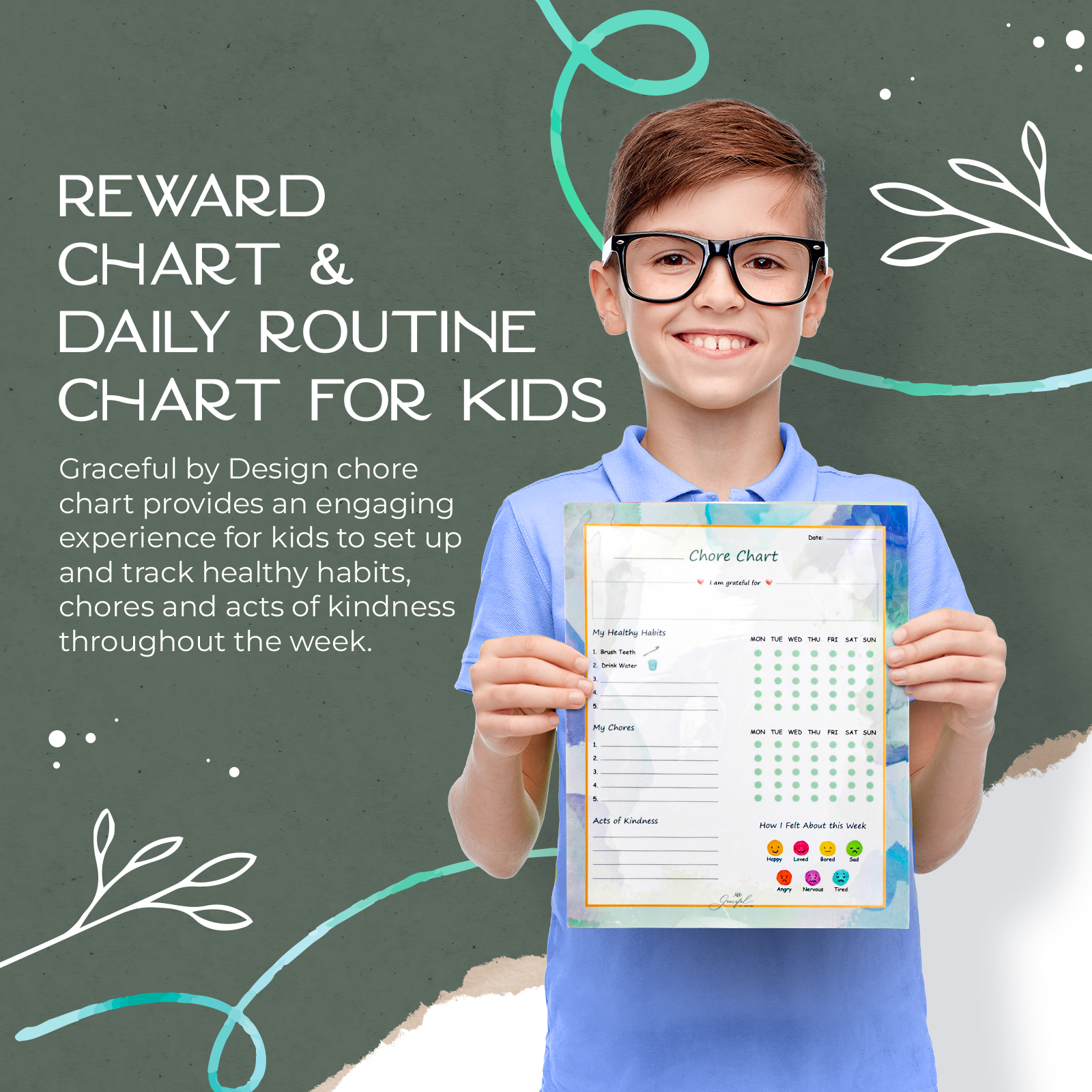 Flexible Stick Weekly Chore Chart and Emotion Tracker for Kids - For Any Flat Surface