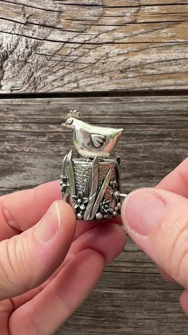 ✨2025 New Arrival🐔 Handcrafted Silver Clay Automata – The Funny Silver Chicken Toy 🐔