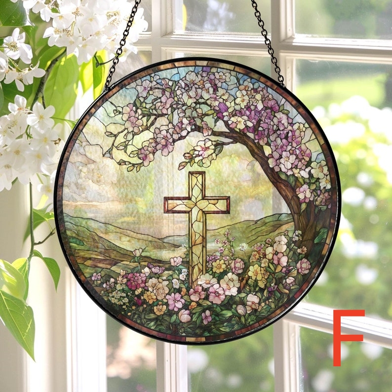 🔥Last Day 50% Off--Cross And Wild Flower Suncatcher Ornament